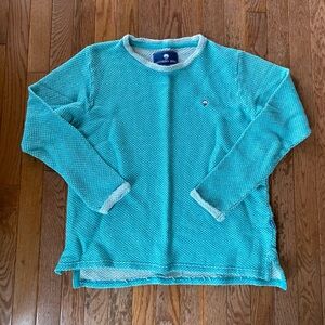 light blue and white 100% cotton crewneck pullover